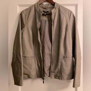 ALFANI Womens Faux Leather Gray Blazer Jacket